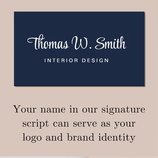 Modern Script QR Code Blauw Visitekaartje