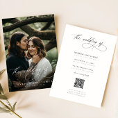 Modern Script QR Code Boho Minimalist Wedding Kaart