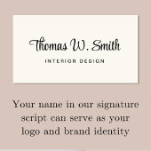 Modern Script QR Code Cream Visitekaartje