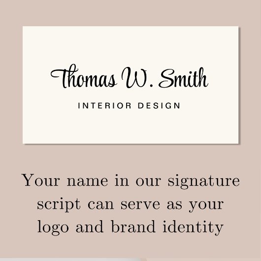 Modern Script QR Code Cream Visitekaartje