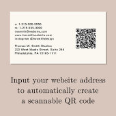 Modern Script QR Code Cream Visitekaartje