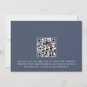 Modern Script QR Code Dusty Navy Blue Save The Date (Achterkant)