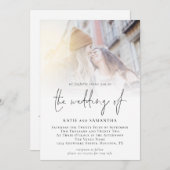 Modern Script QR Code Foto Lesbian Wedding Kaart (Voorkant / Achterkant)