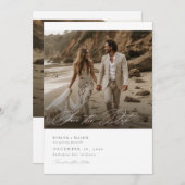 Modern script QR Code Fotobruiloft Opslaan van de Kaart (Voorkant / Achterkant)