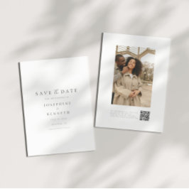 Modern script QR Code Fotobruiloft Opslaan van de Save The Date