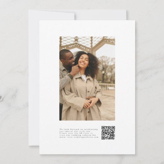 Modern script QR Code Fotobruiloft Opslaan van de  Save The Date (Achterkant)