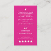 Modern script QR code hot pink order dank u Visitekaartje (Achterkant)
