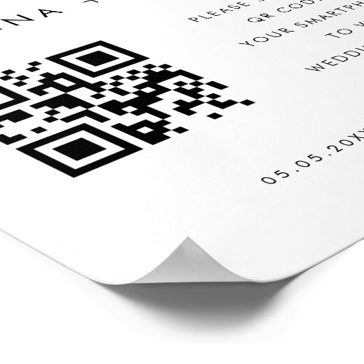 Modern Script QR Code Huwelijksprogramma Welkomstb Poster (Hoek)