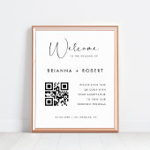 Modern Script QR Code Huwelijksprogramma Welkomstb Poster