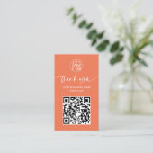Modern script QR code koraal orde dank u Visitekaartje (Staand voorkant)