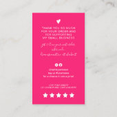 Modern script QR code neon roze bestelling dank u Visitekaartje (Achterkant)