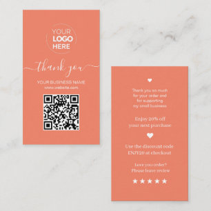 Modern Script QR Code Oranje orde Dank u Visitekaartje