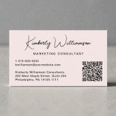 Modern Script QR Code Professional Pink Visitekaartje