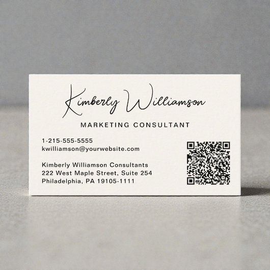 Modern Script QR Code Professional Visitekaartje