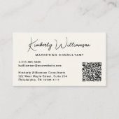 Modern Script QR Code Professional Visitekaartje (Voorkant)