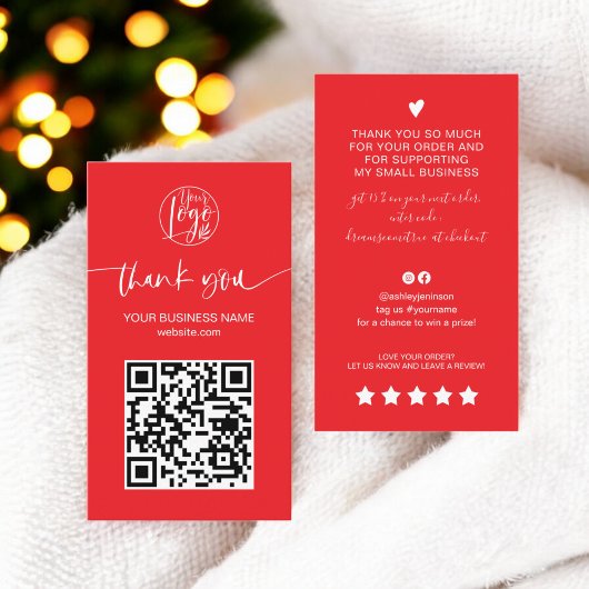 Modern script QR code rode orde dank u Visitekaartje
