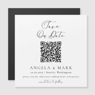 Modern script QR-code Sla de datummagneet op