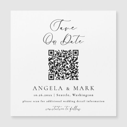 Modern script QR-code Sla de datummagneet op (Voorkant)