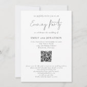 Modern Script QR Code Wedding Evening Party Kaart (Voorkant)