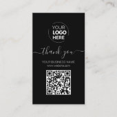 Modern Script QR Code Zwart Bestellen Dank u Visitekaartje (Voorkant)
