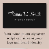 Modern Script QR Code Zwart Visitekaartje