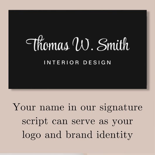 Modern Script QR Code Zwart Visitekaartje