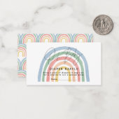Modern script Rainbow baby shower luier loterij Notitiekaartje (Voorkant / Achterkant in situ)
