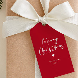 Modern Script Red Christmas Cadeaulabel