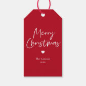 Modern Script Red Christmas Cadeaulabel (Voorkant)
