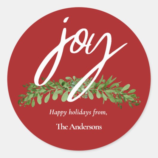 Modern Script Red Christmas Ronde Sticker (Voorkant)