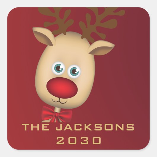 Modern Script Red Merry Christmas Custom Square Vierkante Sticker (Voorkant)