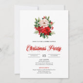Modern Script Red Poinsettia Floral Christmas  Kaart (Voorkant)