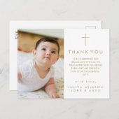 Modern Script Religieuze foto doop Dank u Briefkaart (Voorkant / Achterkant)