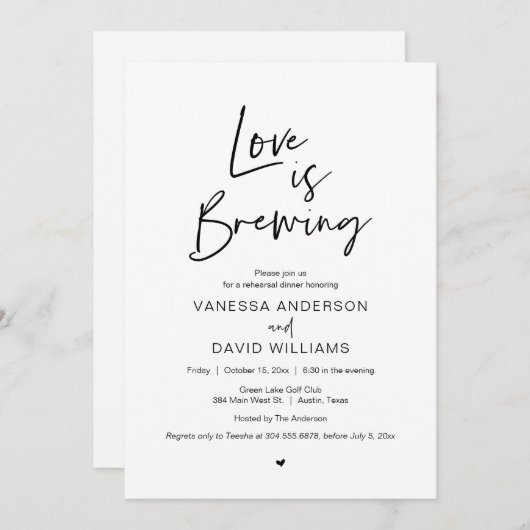 Modern script, repetitief diner en Partij Kaart (Voorkant / Achterkant)