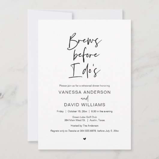 Modern script, repetitief diner en party Invitati Kaart (Voorkant)