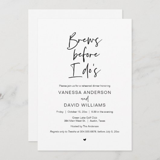 Modern script, repetitief diner en party Invitati Kaart (Voorkant / Achterkant)