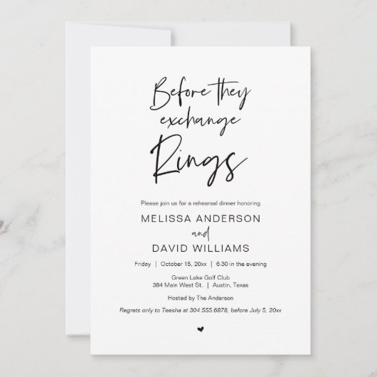 Modern script, repetitief diner en party Invitati Kaart (Voorkant)