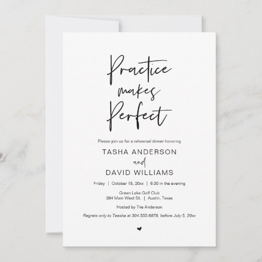 Modern script, repetitief diner en party Invitati Kaart (Voorkant)
