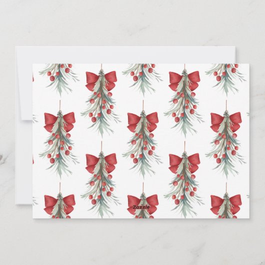 Modern Script Rode bessen groen Kerstmis Feestdagenkaart (Achterkant)