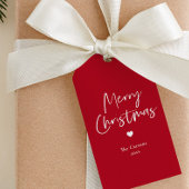 Modern Script Rode Kerst  Cadeaulabel