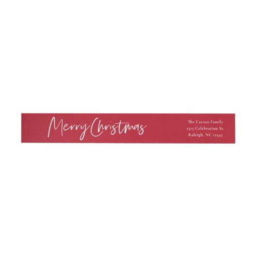 Modern script rode kerstkaart retouradres (Individueel)
