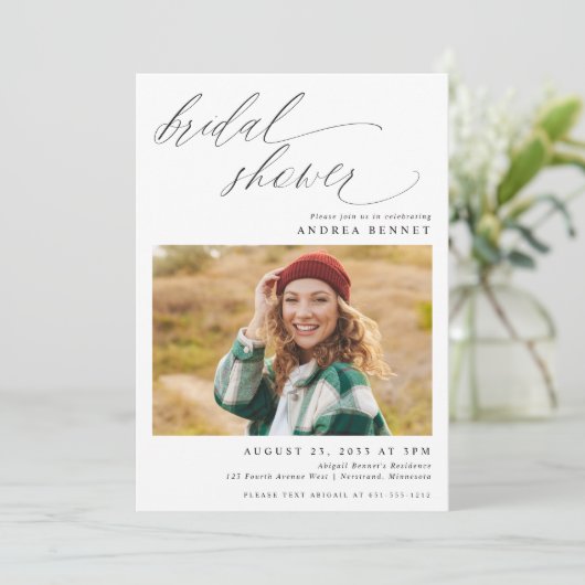 Modern Script Romantic Photo Vrijgezellenfeest Kaart (Staand voorkant)