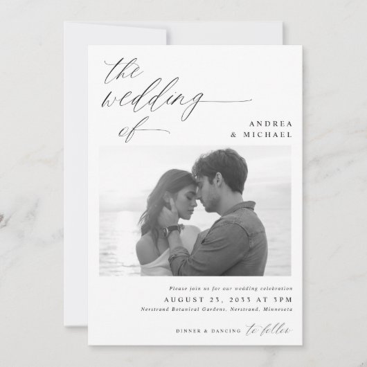 Modern Script Romantic Photo Wedding Kaart (Voorkant)