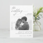Modern Script Romantic Photo Wedding Kaart (Staand voorkant)