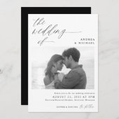 Modern Script Romantic Photo Wedding Kaart (Voorkant / Achterkant)
