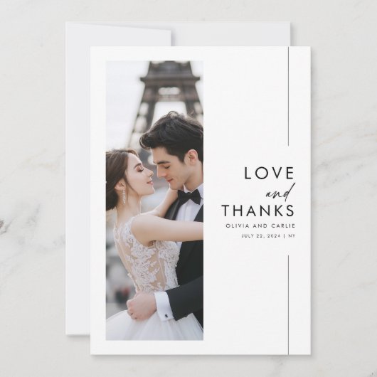 Modern Script Romantische 3 foto bruiloft Bedankkaart (Voorkant)