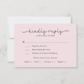 Modern Script Romantische Blush Roze Fotobruiloft RSVP Kaartje (Voorkant)