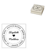 Modern Script Ronde Bruiloft Retouradres Rubberstempel (Gestempeld)