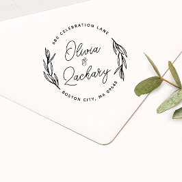Modern Script Ronde Huwelijksadres Rubberstempel