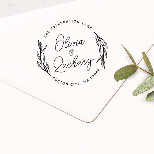Modern Script Ronde Huwelijksadres Rubberstempel